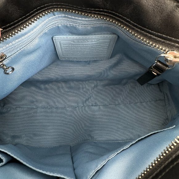 Coach Blue Hampton Herringbone Satchel and Coach Herringbone Black Wristlet - Picture 6 of 7